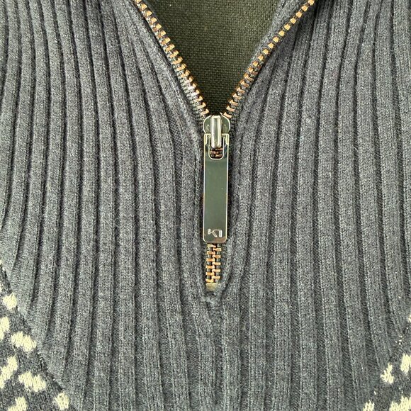 KARI TRAA Smekker Navy White Knit Long Sleeve Zip Turtleneck Sweater Small - Picture 10 of 14